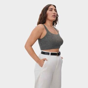 Everlane Medium Wool Blend Cropped Tank Top Gray Knit Cozy Stretch Ribbed NWT